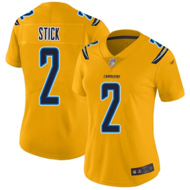 Los Angeles Chargers NFL Football Easton Stick Gold Jersey Women Limited #2 Inverted Legend->youth nfl jersey->Youth Jersey
